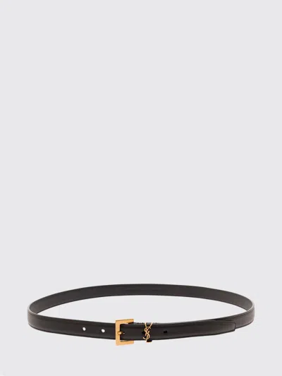 Saint Laurent 2 Cm Leather Belt Cassandre Sottile In Brown