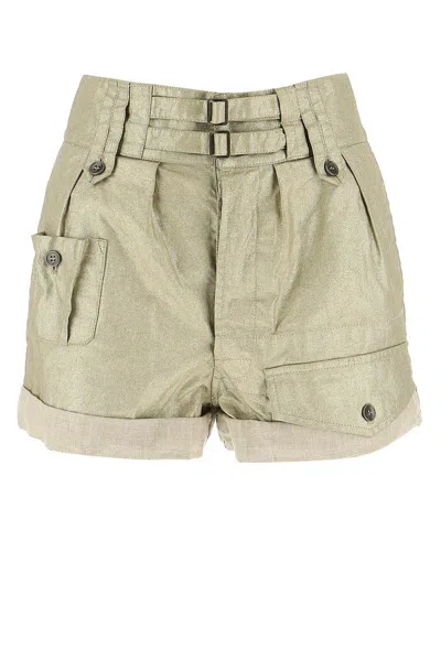 Saint Laurent Belted Cargo Shorts In Gold