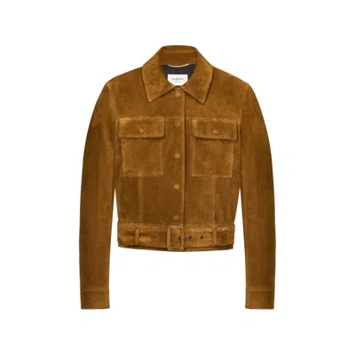 Saint Laurent Belted Coat In Orange