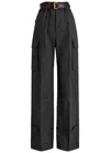 Saint Laurent Saint Lauren Twill Belted Trousers In Dark Grey