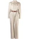 Saint Laurent Light Beige Cotton Jumpsuit In Nude