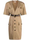 Saint Laurent Saharienne Dress In Brown