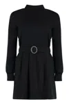 Saint Laurent Crystal-embellished Belted Woven Mini Dress In Black