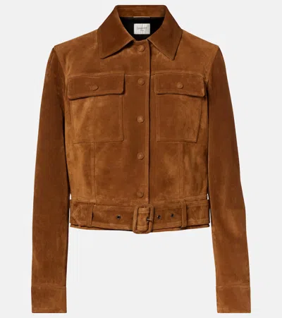 Saint Laurent Jacket Belted Waist Collared Neck Flap Pockets In Brown