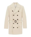 Saint Laurent Double-breasted Belted Cotton And Wool-blend Tweed Jacket In Nude