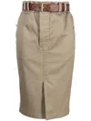 Saint Laurent Jupe Saharienne Gabardine De Coton Mercerisee In Neutrals