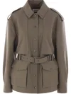 Saint Laurent Utility Cotton Jacket With Flap Pockets In Green