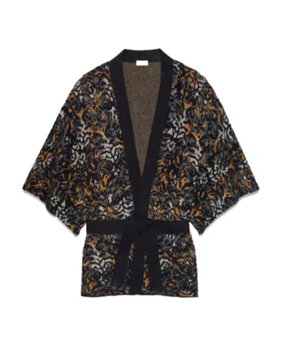 Saint Laurent Belted Kimono Jacket In Black