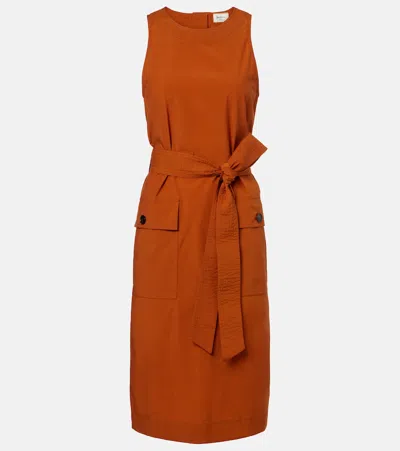 Saint Laurent Belted Midi Dress In Multi