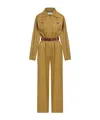 Saint Laurent Cotton Twill Jumpsuit In Brown