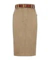 Saint Laurent Jupe Saharienne Gabardine De Coton Mercerisee In Nude