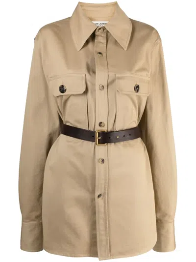 Saint Laurent Saharienne Shirt In Beige