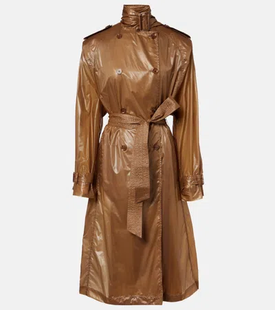 Saint Laurent Belted Tie-neck Trench Coat In Brown