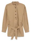 Saint Laurent Paris Women Cotton Serge Half-buttoned Belted Tunic
