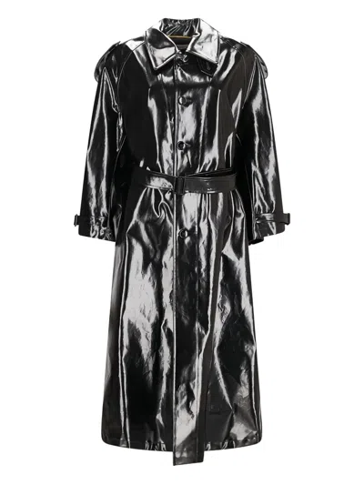 Saint Laurent Belted Trench Coat In Black