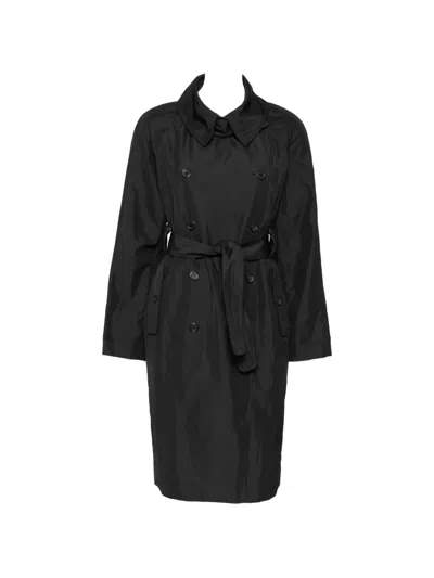 Pre-owned Saint Laurent Belted Trench Coat In Black