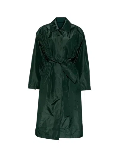 Saint Laurent Belted Trench In Green