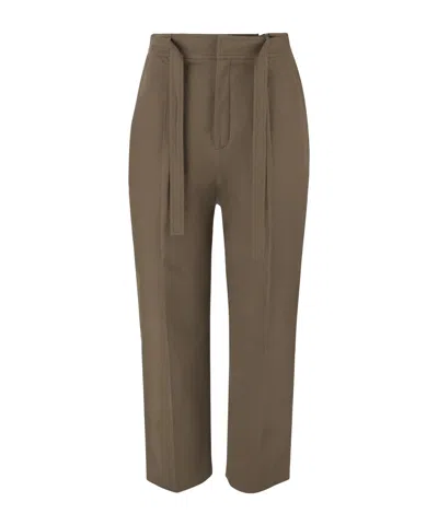 Saint Laurent Belted Trousers In Brown