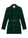 Saint Laurent Velvet Safari Jacket Belted Waist In Green