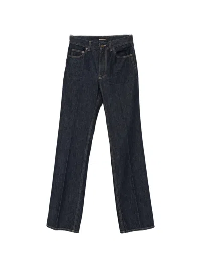 Saint Laurent Belt-loop Buttoned Jeans In Blue