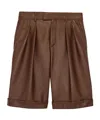 Saint Laurent Belt-loop Shorts In Brown