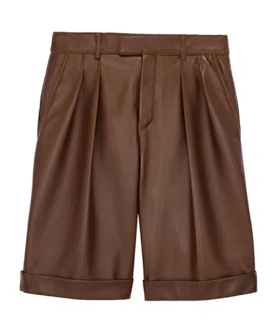 Saint Laurent Belt-loop Shorts In Brown
