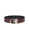 Saint Laurent Adjustable Reversible Belts Metal Buckle In Brown