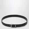 Saint Laurent Cassandre Black Smooth Leather Belt In Black