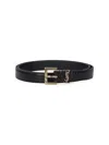 Saint Laurent Cassandre Thin Belt In Black