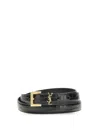 Saint Laurent Cassandre Calfskin Leather Thin Belt In Black