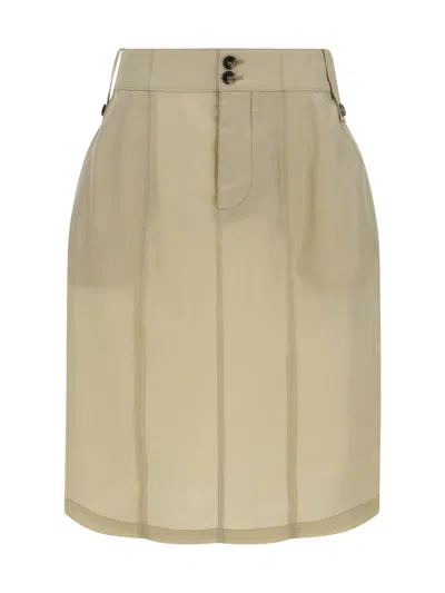 Saint Laurent Jupe Twill Bemberg Mini Skirt In Beige