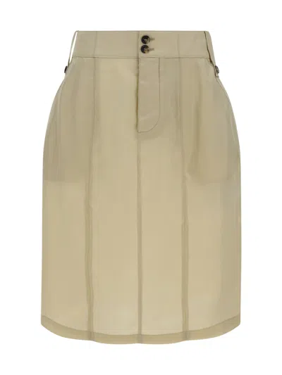 Saint Laurent Jupe Twill Bemberg Mini Skirt In Beige
