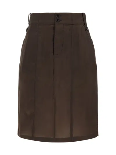 Saint Laurent Bemberg Skirt In Brown