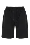 Saint Laurent Waist Drawstring Cotton Fleece Shorts In Black