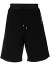 Saint Laurent Straight-leg Logo-embroidered Cotton-jersey Drawstring Shorts In Black