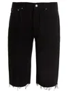Saint Laurent Black Denim Shorts With Frayed Edge
