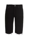 Saint Laurent Black Denim Shorts With Frayed Edge In Black