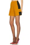 Saint Laurent Cassandre Bicolor Cotton Serge Bermuda Shorts In Orange