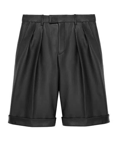 Saint Laurent Bermuda Shorts In Lambskin In Black