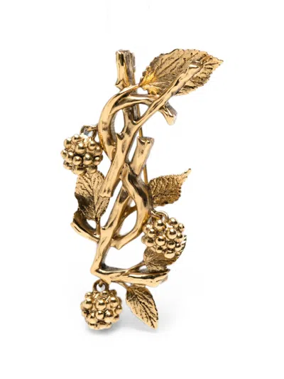 Saint Laurent Berry-motif Brooch In Gold