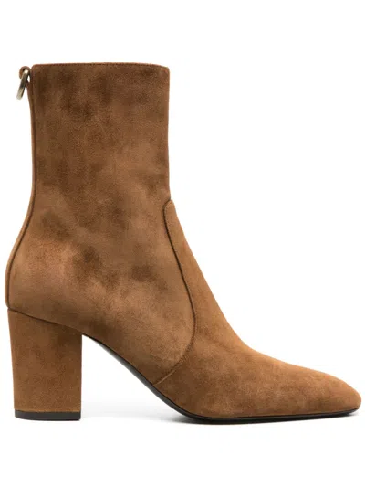 Saint Laurent Betty 70mm Suede Boots In Brown
