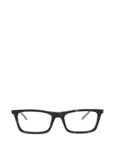 Saint Laurent Betty Rectangle-frame Sunglasses In Brown