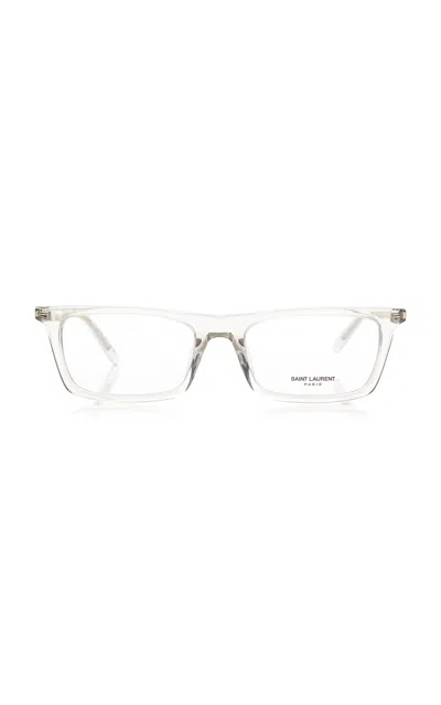 Saint Laurent Betty Thin Square-frame Acetate Glasses In Transparent