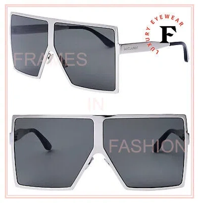 Pre-owned Saint Laurent Betty Wave 182 Ysl Sl182 Shield Silver Black Unisex 002 Sunglasses In Gray