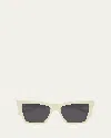 Saint Laurent Beveled Acetate Cat-eye Sunglasses In Ivory