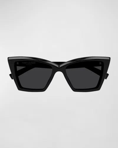 SAINT LAURENT BEVELED ACETATE CAT-EYE SUNGLASSES