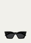 Saint Laurent Beveled Acetate Cat-eye Sunglasses In Black