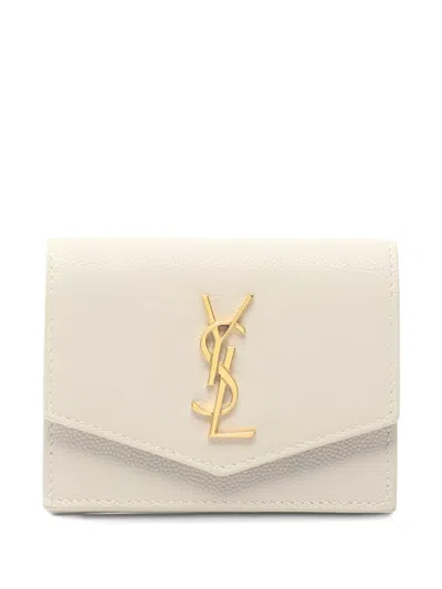 Pre-owned Saint Laurent Bi-fold Leather Wallet In Neutral