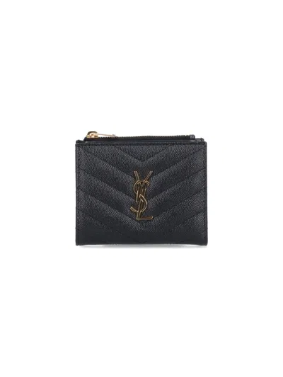 Saint Laurent Bi-fold Logo Wallet In Black  