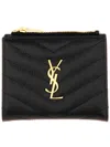 Saint Laurent Quilted Leather Zippered Wallet In Black